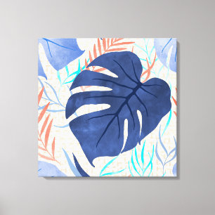 Maleah Monstera Tropisch Hawaiianisches Aquarell - Leinwanddruck