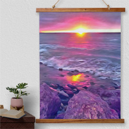 Malecon Sunset 0911 Wandteppich Mit Holzrahmen