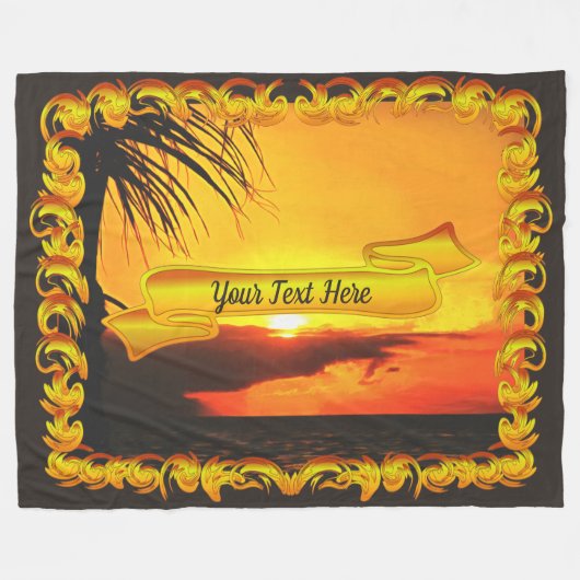 Malecon Sunset 2441 Fleece Blanket (Vorderseite (Horizontal))