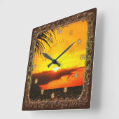 Malecon Sunset 2441 Quadratische Wanduhr (Winkel)