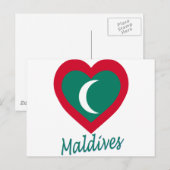 Malediven Flag Herz Postkarte (Vorne/Hinten)
