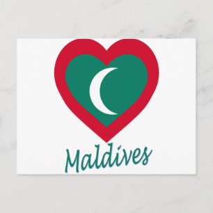 Malediven Flag Herz Postkarte