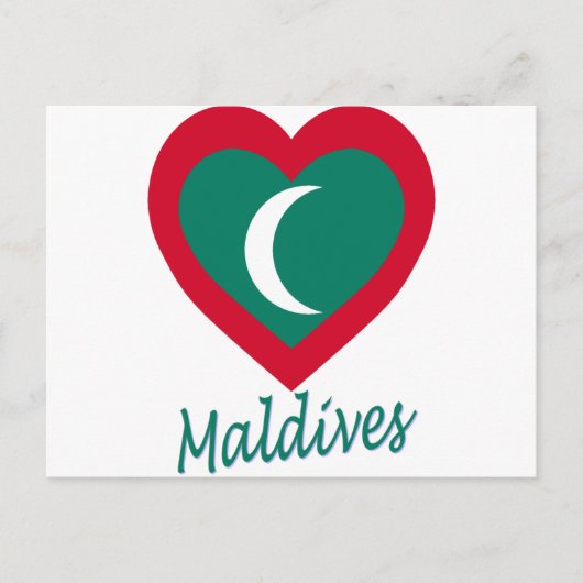 Malediven Flag Herz Postkarte (Vorderseite)
