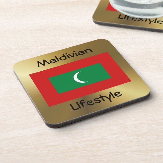 Malediven-Flag+Text-Untersetzer Getränkeuntersetzer (Linke Seite)