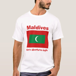 Malediven-Flagge + Karte + Text-T - Shirt