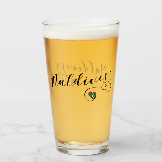 Malediven Flaggenherz, Malediven Glas (Vorne (Gefüllt))