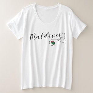 Malediven Flaggenherz, Malediven Große Größe T-Shirt