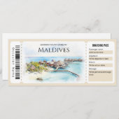Malediven Flugzeug Boarding Pass Ticket Einladung (Vorne/Hinten)