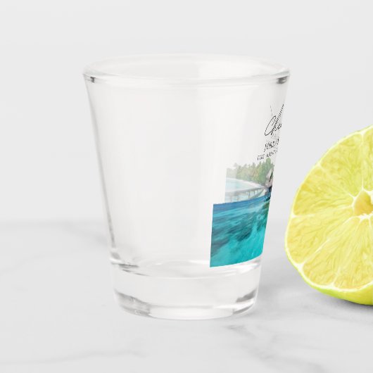 Malediven Foto Gastgeschenk Hochzeit Cheats Shot G Schnapsglas (Links)