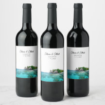 Malediven Foto Wedding Wine Label