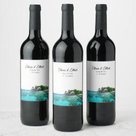 Malediven Foto Wedding Wine Label Weinetikett