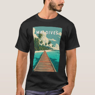 Malediven Illustration Reise Kunst Vintage T-Shirt