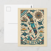 Malediven Indischer Ozean Postkarte (Vorne/Hinten)