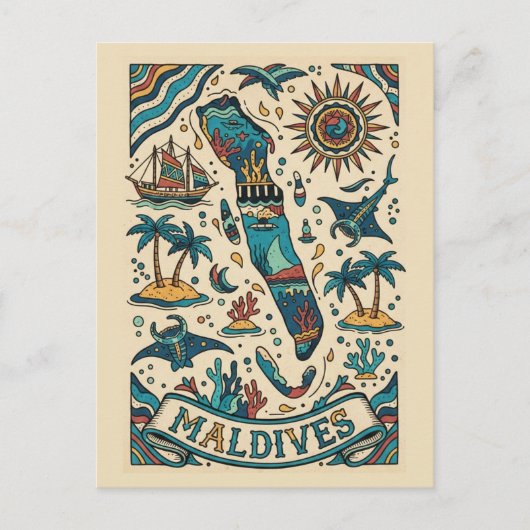 Malediven Indischer Ozean Postkarte (Vorderseite)