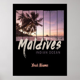 Malediven Indischer Ozean Vintager Sonnenuntergang Poster