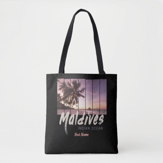 Malediven Indischer Ozean Vintager Sonnenuntergang Tasche (Vorderseite)
