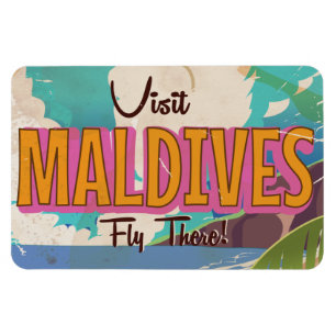 Malediven Insel Vintage Reise Poster Kunst. Magnet