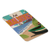 Malediven Insel Vintage Reise Poster Kunst. Magnet (Rechte Seite)