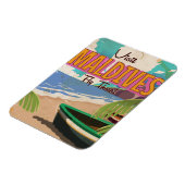Malediven Insel Vintage Reise Poster Kunst. Magnet (Linke Seite)
