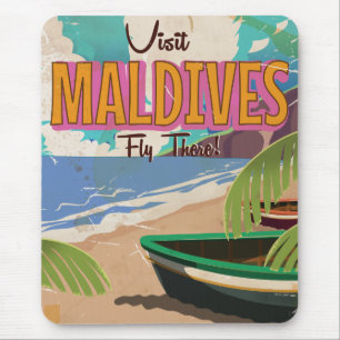Malediven Insel Vintage Reise Poster Kunst. Mousepad