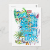 Malediven Inseln Illustrierte Karte (Vorne/Hinten)