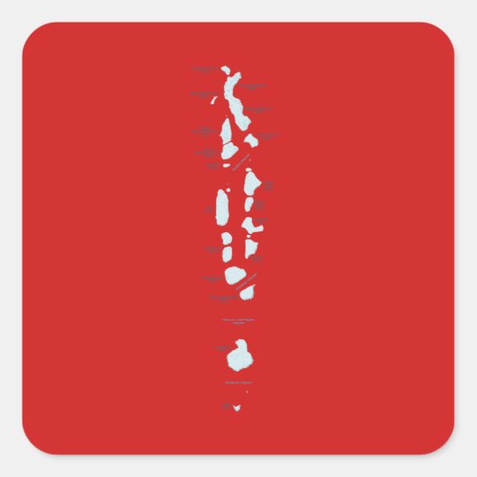 Malediven-Kartenaufkleber Quadratischer Aufkleber (Vorderseite)