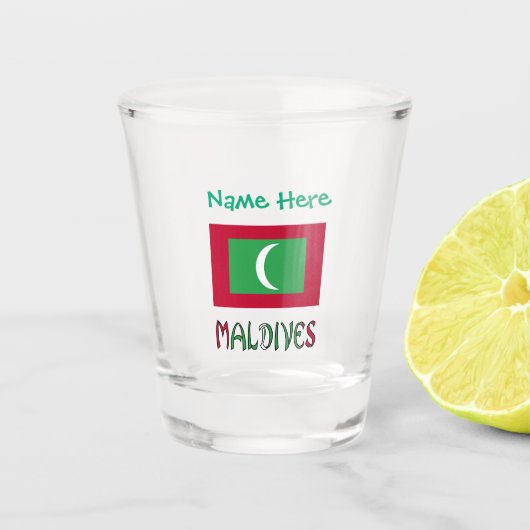 Malediven Malediven Flag Grün Personalisiert Schnapsglas (Vorderseite)