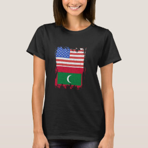 Malediven Maledivische Flagge USA Amerika Herz Mal T-Shirt