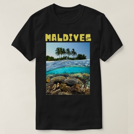 Malediven niedliche Insel unter Wasser T-Shirt (Design vorne)