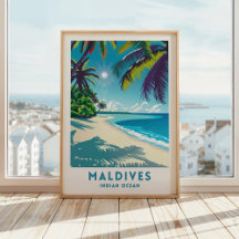 Malediven Reisen Print Poster Indian Ocean Wall Ku