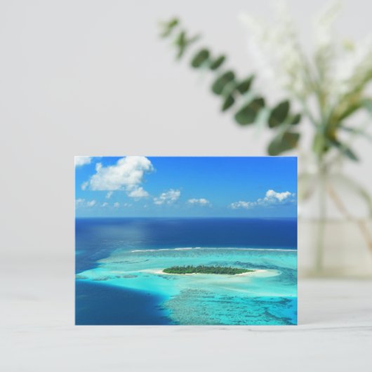 Malediven Sandstrand Tropische Insel Postkarte (Stehend Vorderseite)