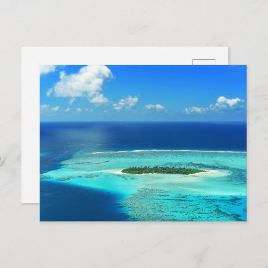 Malediven Sandstrand Tropische Insel Postkarte (Vorne/Hinten)