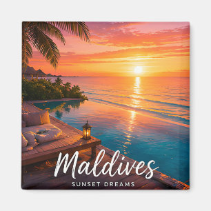 🧲 Malediven-Sonnenuntergangsflucht-Reiseerinnerun Magnet