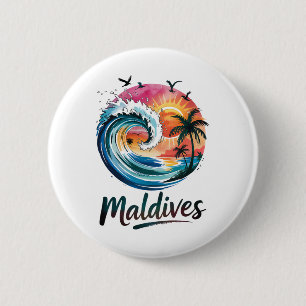 Malediven Tropischer Sonnenuntergang und Surf-Desi Button