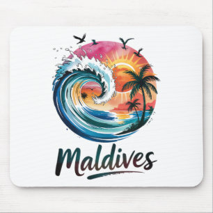 Malediven Tropischer Sonnenuntergang Und Surf-Desi Mousepad
