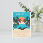 Malediven Vintag Beach Travel Postkarte (Stehend Vorderseite)