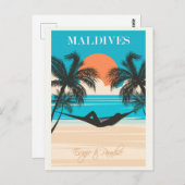 Malediven Vintag Beach Travel Postkarte (Vorne/Hinten)