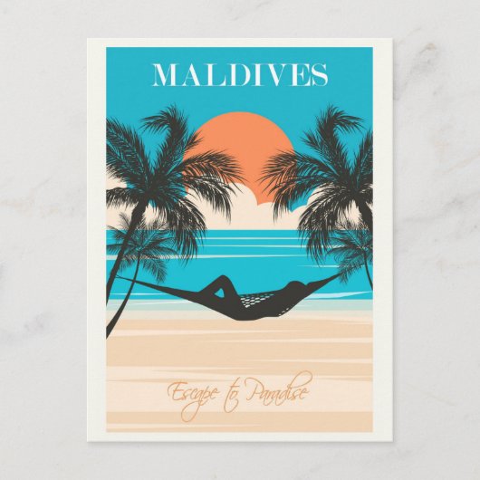 Malediven Vintag Beach Travel Postkarte (Vorderseite)