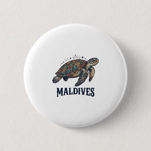 Malediven Vintage Meeresschildkröte Reise-Shirt De Button