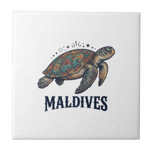 Malediven Vintage Meeresschildkröte Reise-Shirt De Fliese