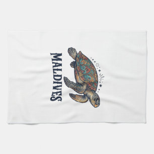 Malediven Vintage Meeresschildkröte Reise-Shirt De Geschirrtuch