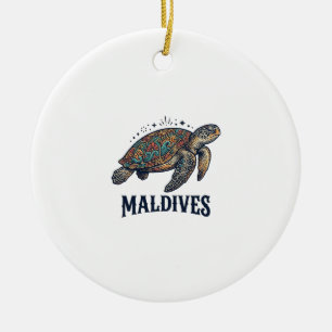 Malediven Vintage Meeresschildkröte Reise-Shirt De Keramik Ornament