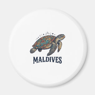 Malediven Vintage Meeresschildkröte Reise-Shirt De Magnet