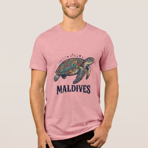 Malediven Vintage Meeresschildkröte Reise-Shirt De Tri-Blend Shirt