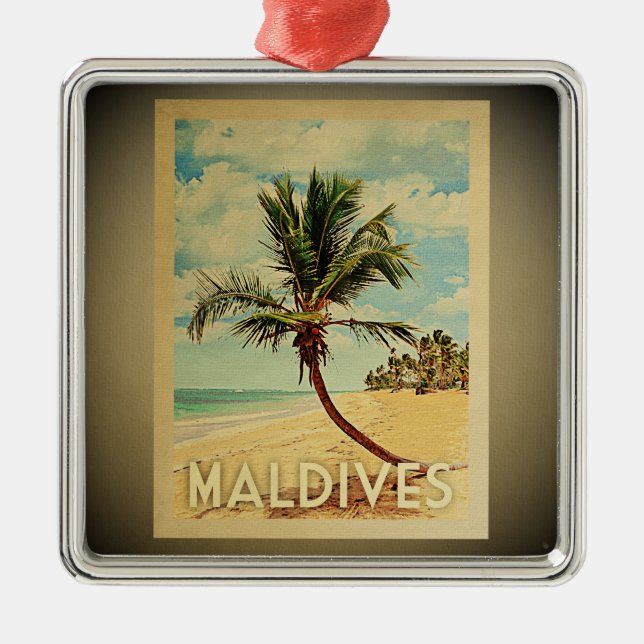 Malediven Vintage Reisen Ornament Palme Tree (Vorne)