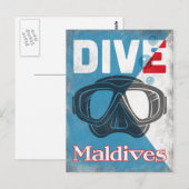 Malediven Vintage Tauchmaske Postkarte (Vorne/Hinten)