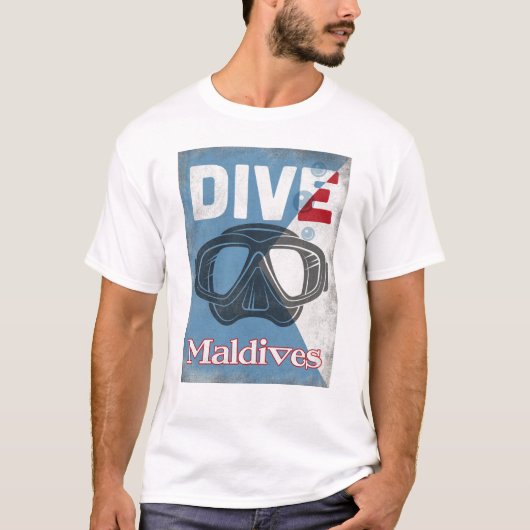 Malediven Vintage Tauchmaske T-Shirt (Vorderseite)