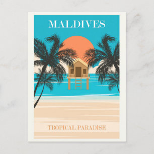 Malediven Vintage Tropische Strand Ozean Reise Postkarte