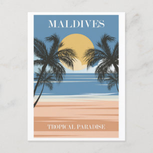 Malediven Vintage Tropischer Strand Ozean Reise Postkarte