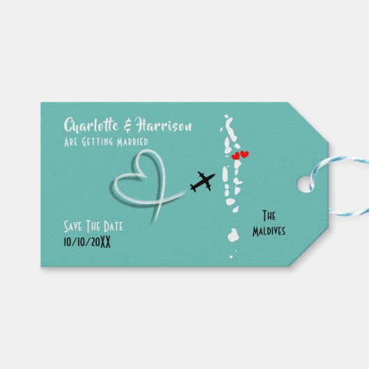 Malediven Wedding Destination Save the Date Geschenkanhänger (Vorderseite (Horizontal))